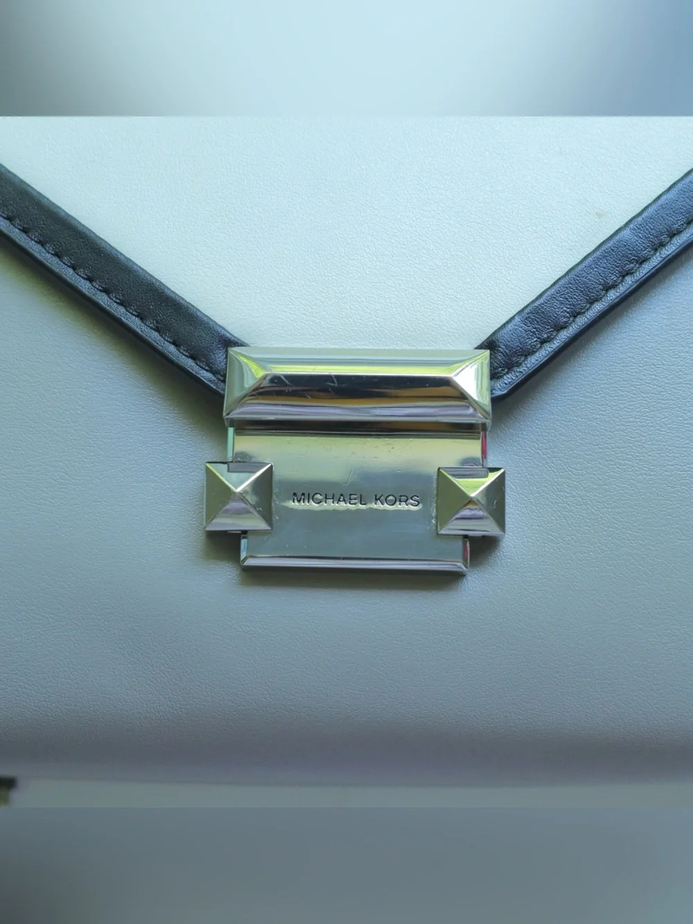 Michael Kors Cream and Black Leather Chain Crossbody Bag